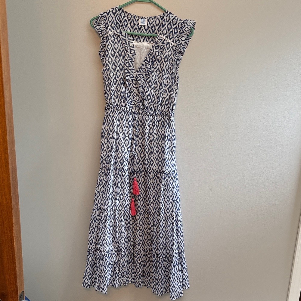J. Crew Navy and White Geometric Maxi Dress